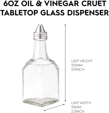 KALDEWEI 1 Pack Caddy Holder Rack for 6oz 180ml Oil & Vinegar Glass Cruet with Stainless Steel Screw-On Lid, Tabletop Square Shape Bottle Dispenser