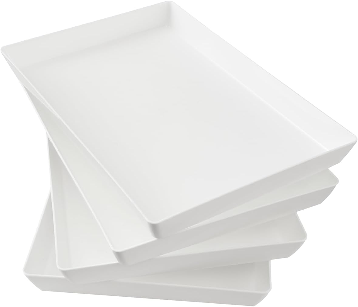 US Acrylic Coastal Plastic Serving Trays (Set of 4) 15” x 10” | Large Unbreakable Reusable Rectangular Party Platters | Serve Appetizers, Fruit, Veggies, & Desserts | BPA-Free & Made in USA