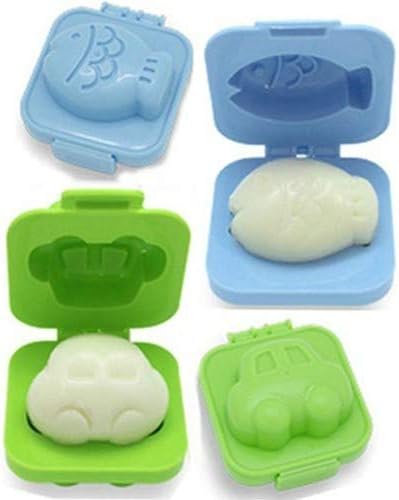 JB Home Collection, 2 Set of Japanese Plastic Egg Mold Set (Fish & Car), Hard-Boiled Egg Shapers for Bento Box, Made in Japan, Cute Kids Lunch Accessories