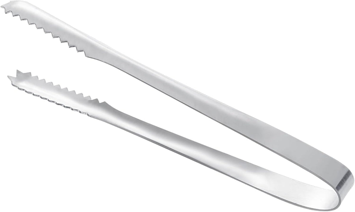 Stainless Steel Ice Tongs for Bar, Kitchen & Home – Heavy-Duty Metal Ice Grab Tongs with Non-Slip Grip, Ideal for Serving Ice Cubes, Sugar Cubes, Lemons, Limes and Fruits
