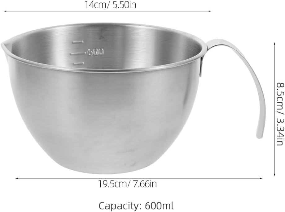 Luxshiny Stainless Steel Mixing Bowl with Handle 20.2Oz Food Prep Bowl with Measurement Scale for Cooking Baking Salad and Meal Prep 7.67X5.51X3.34In