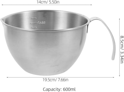 Luxshiny Stainless Steel Mixing Bowl with Handle 20.2Oz Food Prep Bowl with Measurement Scale for Cooking Baking Salad and Meal Prep 7.67X5.51X3.34In