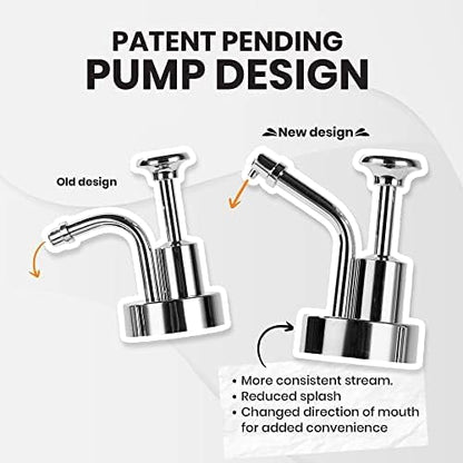 Molimoli Syrup Dispenser for Coffee Bars, Glass Syrup Bottle w. Pump, 16.9 oz 500 ml, Gold Upgraded Dispenser