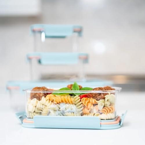 LocknLock LBF404RS5N Bisfree Modular Plus Food Storage Containers for Lunch, Meal Prep, Stackable, BPA-Free, Leakproof, Microwave, Dishwasher, Freezer-Safe, 10 Pieces, 5 Boxes and 5 Lids, Navy, 910ml