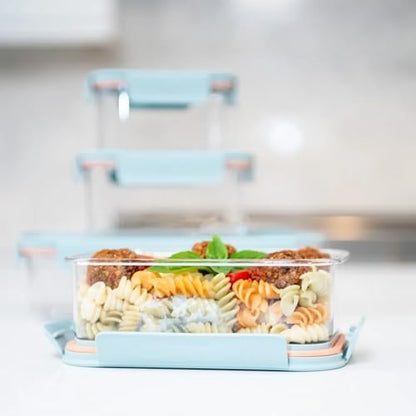 LocknLock LBF404RS5N Bisfree Modular Plus Food Storage Containers for Lunch, Meal Prep, Stackable, BPA-Free, Leakproof, Microwave, Dishwasher, Freezer-Safe, 10 Pieces, 5 Boxes and 5 Lids, Navy, 910ml