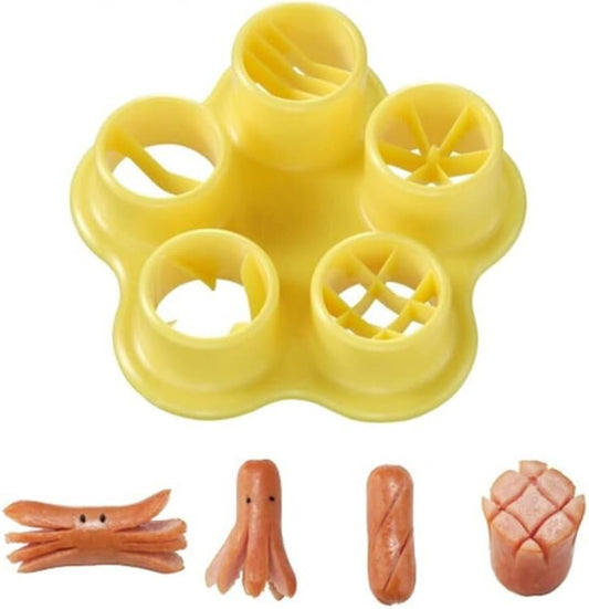 5 in 1 Sausage Hot Dog Cutter Set Flower Crab Octopus Style Ham Sausage Cutter Kitchen Cutting Mold DIY Lunch