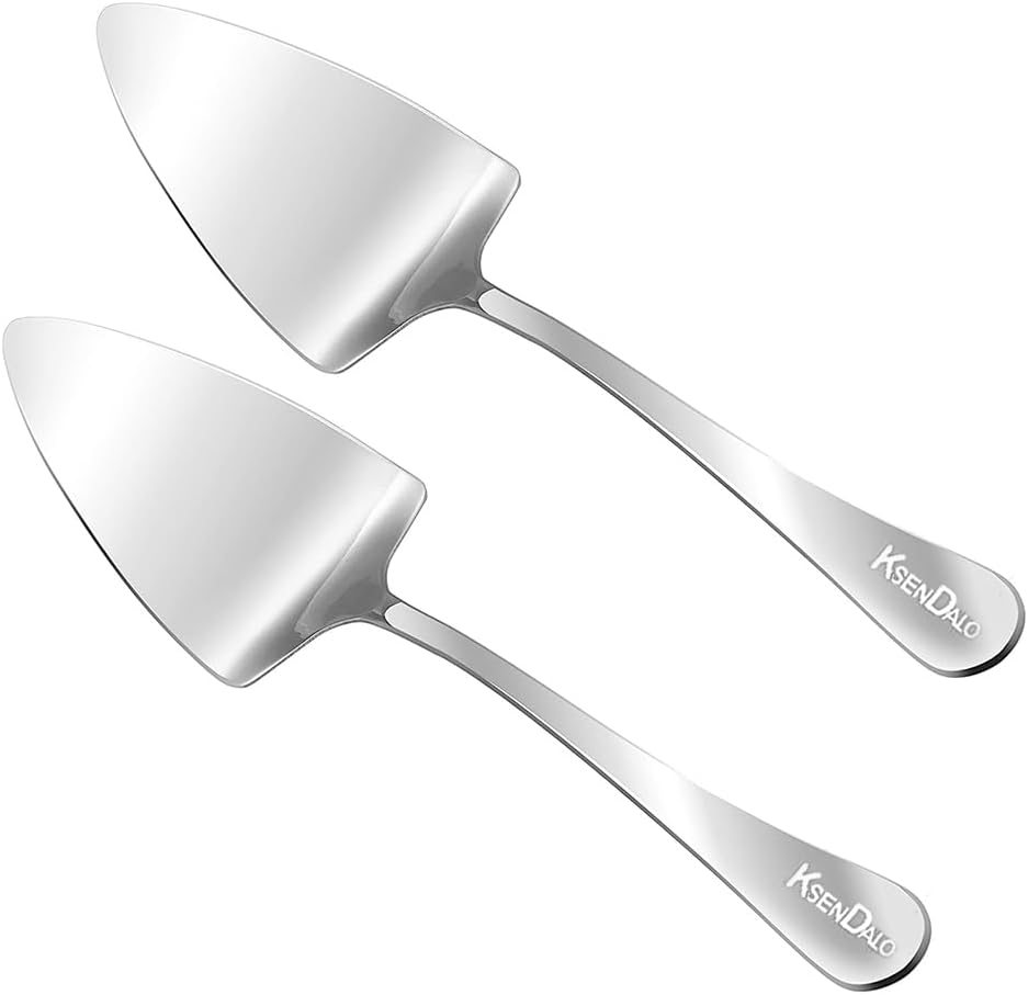 KSENDALO 2 Pack Small Cake Pie Server for Wedding, Birthday, Party, Silver