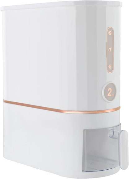 Rice Dispenser, 10KG/22Lbs Rice Container Cereal Dispenser with Lid & Measuring Cup, Grain Storage Organizer Rice Holder for Kitchen Countertop Dry Food, W7.4*D15.8*H15.7in