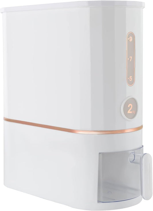 Rice Dispenser, 10KG/22Lbs Rice Container Cereal Dispenser with Lid & Measuring Cup, Grain Storage Organizer Rice Holder for Kitchen Countertop Dry Food, W7.4*D15.8*H15.7in