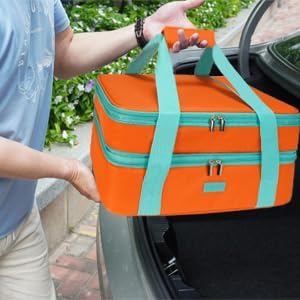 Expandable Casserole Carrier Bag - Double Decker Food Bag, Insulated Casserole Carrier for Hot or Cold Food, Lasagna Holder Tote for Picnics,Beaches,Traveling or Gifts