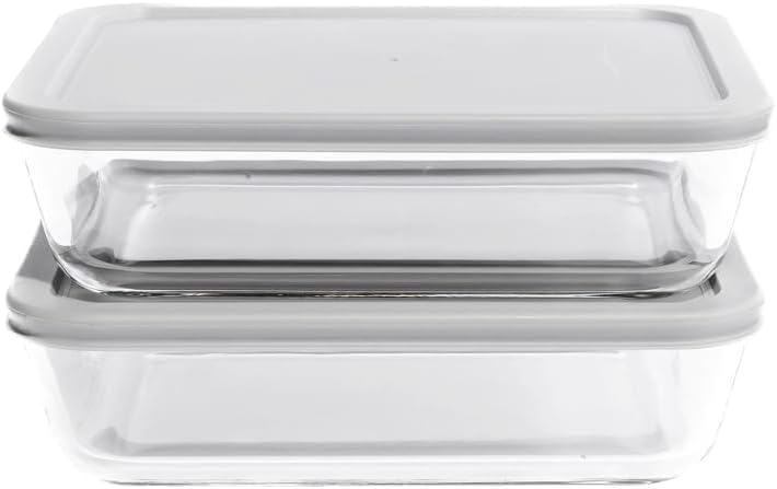 DURA LIVING 4-Piece Glass Food Storage Container (2 Containers + 2 Lids) | 6.55-Cup Rectangular, Leakproof | Microwave, Freezer, Oven & Dishwasher Safe | Ideal for Meal Prep & Pantry Organization