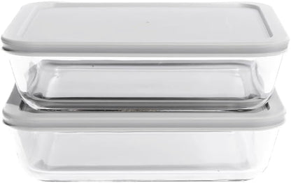 DURA LIVING 4-Piece Glass Food Storage Container (2 Containers + 2 Lids) | 6.55-Cup Rectangular, Leakproof | Microwave, Freezer, Oven & Dishwasher Safe | Ideal for Meal Prep & Pantry Organization