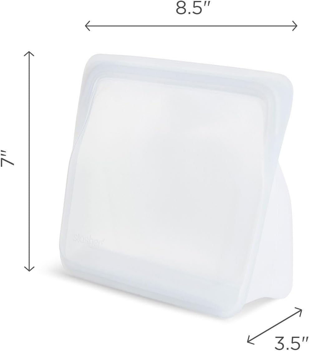 Stasher Premium Reusable Silicone Food Storage Bags, 2-Pack, Clear