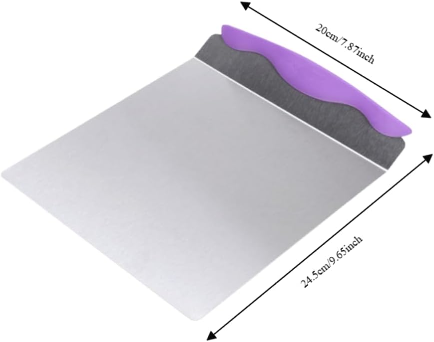 Cake Lifter Transfer Tray, Stainless Steel Pastry Pizza Moving Plate, Baking Tool Cookie Spatula for Cakes Pizza Bread Purple 9.65 x 7.87 in