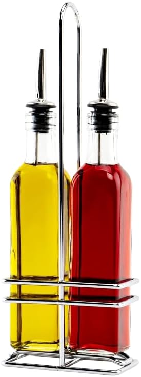 KALDEWEI 1 Pack Caddy Holder Rack for 17oz 500ml Oil & Vinegar Glass Cruet Bottle Dispenser, Square Shape Opening up to 2.4"x2.4" or 6x6cm