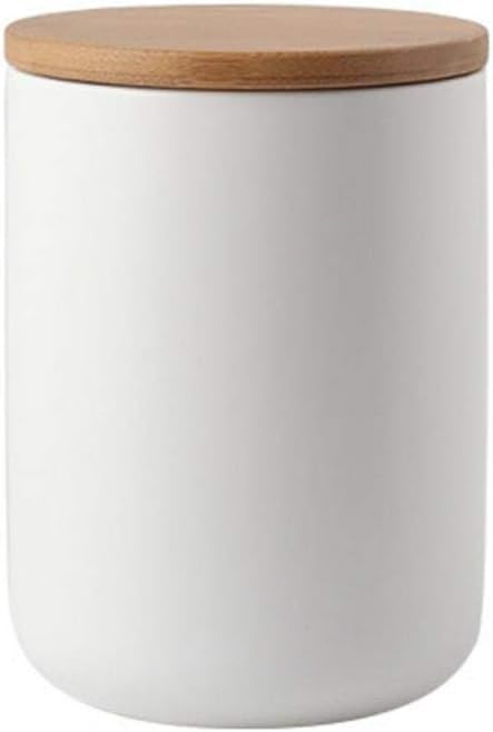 MilkyWay Ceramic Food Storage Jar Canister Modern Design Food Canisters with Airtight Seal Bamboo Lid, Loose Tea Coffee Spice Nuts Snacks Storage Jar Canister (White 8.79oz/260ml)