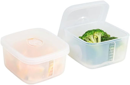 OTB Set of 2 Reusable Silicone Containers Clear, Nesting Leak-free Silicone Food Storage Boxes, BPA Free, Airtight, Dishwasher and Freezer Safe