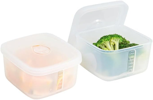 OTB Set of 2 Reusable Silicone Containers Clear, Nesting Leak-free Silicone Food Storage Boxes, BPA Free, Airtight, Dishwasher and Freezer Safe
