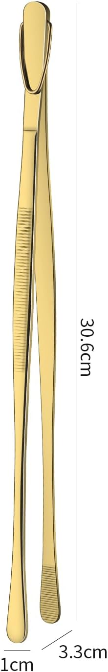 DEHOV 12 Inch Gold Stainless Steel Kitchen Tweezers For Cooking Tongs Set of 2, Metal Long Food Tweezers, BBQ Grill Tongs For Pasta