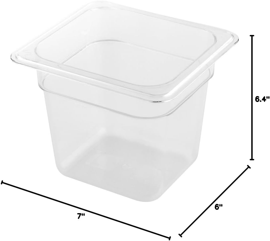 Restaurantware-2.5 Inch Deep Food Pans, 1 1/6 Size Commercial Food Storage Container - Freezable, Break-Resistant, Clear Plastic Cold Pans, Dishwashable, For Kitchens, Restaurants, Or Cafeterias