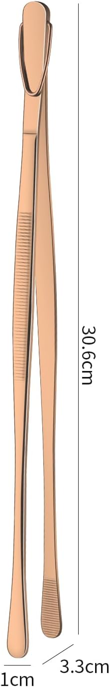 DEHOV 12 Inch Gold Stainless Steel Kitchen Tweezers For Cooking Tongs Set of 2, Metal Long Food Tweezers, BBQ Grill Tongs For Pasta