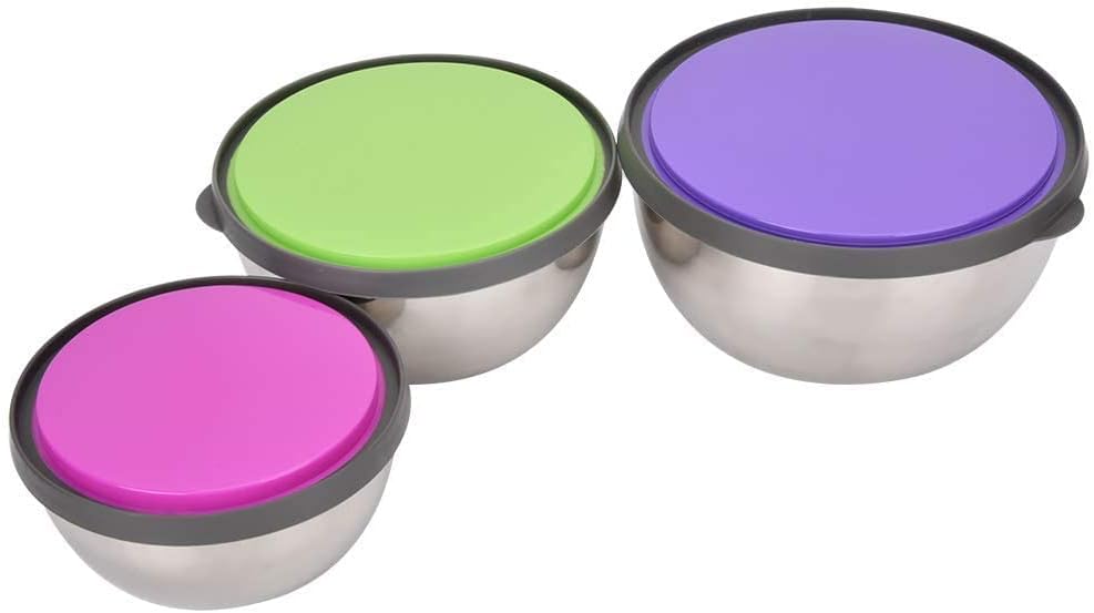 3PCS Mixing Bowls with Lids Set, Seal Bowl Food Storage Box Mixing Bowls Kitchen Tool for Food Prep Fridge Storage (3 Sizes)
