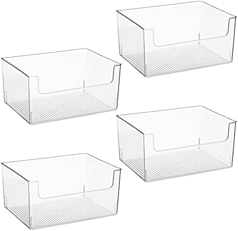 mDesign Modern Plastic Open Front Dip Storage Organizer Bin Basket for Bathroom Organization - Vanity Shelf, Cubby, Cabinet, and Closet Organizing Decor - Ligne Collection - 2 Pack - Clear