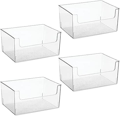 mDesign Modern Plastic Open Front Dip Storage Organizer Bin Basket for Bathroom Organization - Vanity Shelf, Cubby, Cabinet, and Closet Organizing Decor - Ligne Collection - 2 Pack - Clear