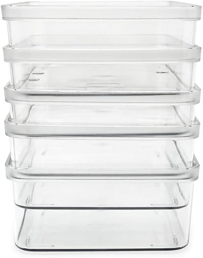 Isaac Jacobs 2-Pack Square Clear Storage Bins (10” L x 10” W x 6.1” H) w/Cutout Handles, Plastic Organizer for Home, Office, Kitchen, Fridge/Freezer, Bathroom, BPA Free, Food Safe (2-Pack, Square)