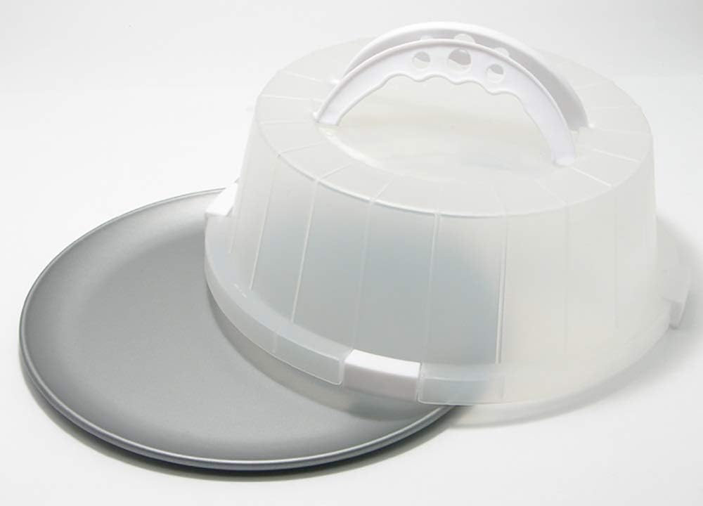 G&S Metal Products EZ Baker Uncoated Steel Cake and Pastry Bakeware Carrier with Locking Cover, 12'', White