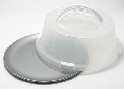 G&S Metal Products EZ Baker Uncoated Steel Cake and Pastry Bakeware Carrier with Locking Cover, 12'', White