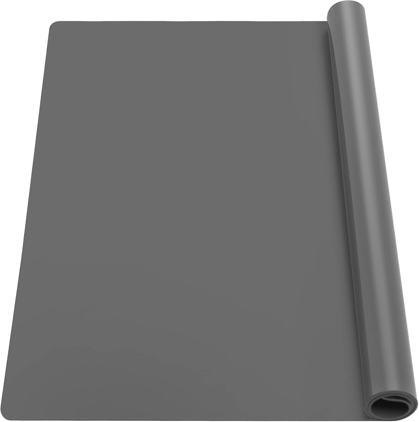 Ewen 25.6x17.7in Large Silicone Kitchen Counter Mat, 2mm Thick Heat Resistant Countertop Protector, Baking Silicone Mat under Air Fryer Toaster Oven Microwave Coffee Maker Cutting Board Drill Black