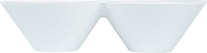 Restaurantware-9.1 x 4.9 x 2.3 Inch Double Dip Bowls, 1 Microwavable Condiment Server - 2 Compartments, Microwavable, White Porcelain Dip Tray, Dishwashable, For Snacks, Condiments, Or Toppings