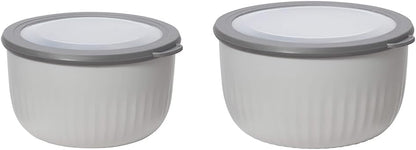 Oggi Prep, Store & Serve Plastic Bowl w/See-Thru Lid- Dishwasher, Microwave & Freezer Safe, (4 qt) Lt Gray w/Dk Gray Lid