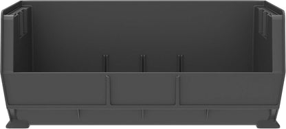 Akro-Mils 30250 AkroBins Plastic Storage Bins, Space-Saving Stackable Bins for Garage, Pantry, Craft Organization, 15" x 16" x 7", Black, 6-Pack
