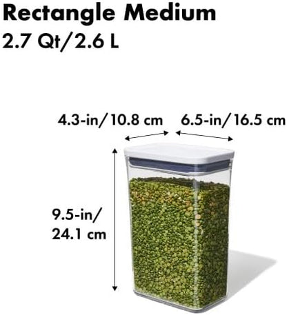 OXO Good Grips POP Container – Airtight 1.7 Qt for Coffee and More Food Storage, Rectangle, Clear
