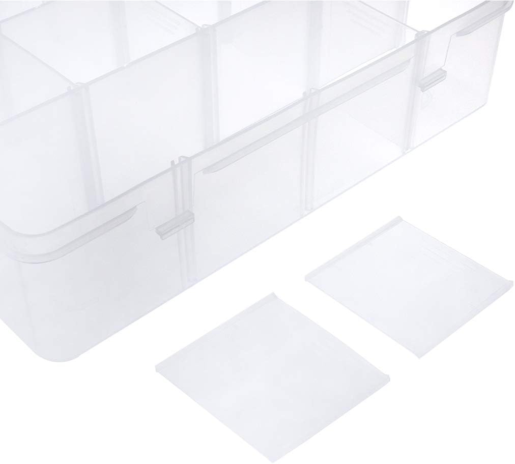 Xiaoyztan Clear Plastic Organizer, 12 Grids with Adjustable Dividers, Jewelry Box Bead Storage Container for Small Parts, Fishing Tackle, DIY Crafts, and Earrings