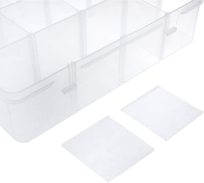 Xiaoyztan Clear Plastic Organizer, 12 Grids with Adjustable Dividers, Jewelry Box Bead Storage Container for Small Parts, Fishing Tackle, DIY Crafts, and Earrings