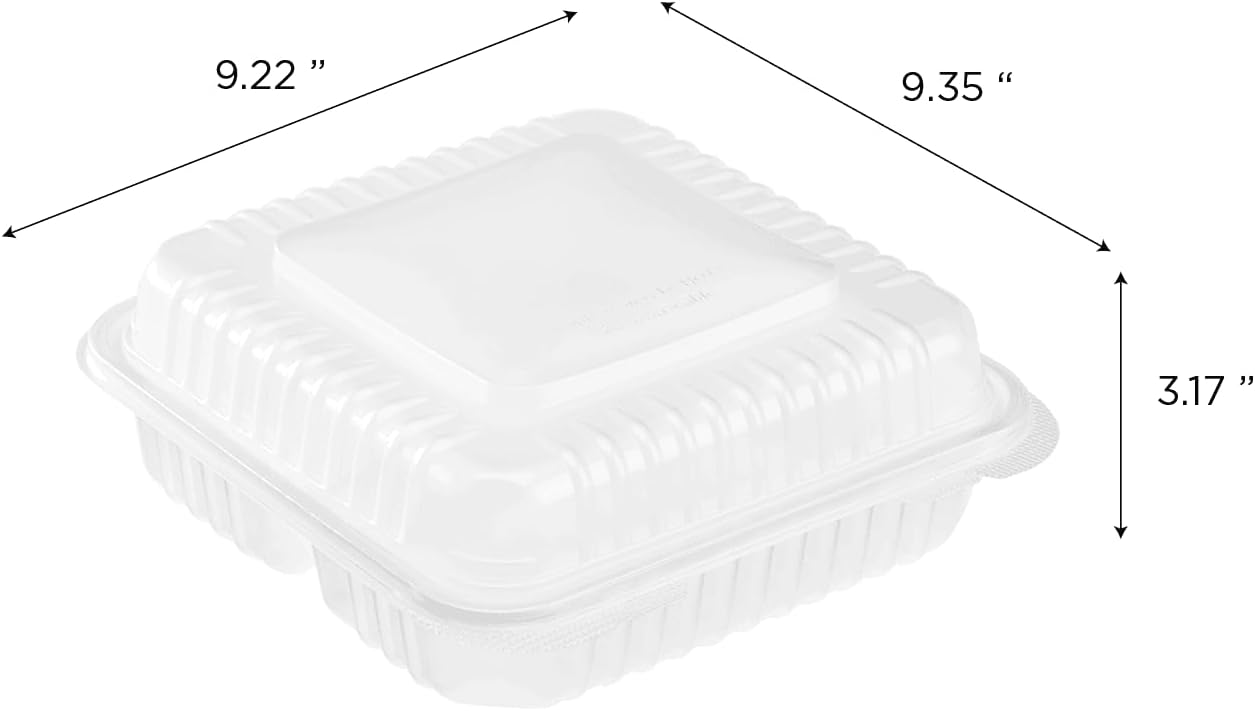 Karat FP-HC99PP-3CU 9"X 9" PP Hinged Containers 3 Compartment - (Case of 200)