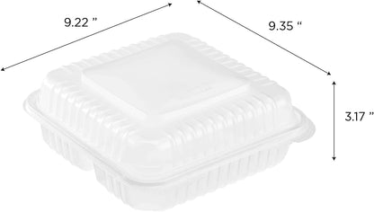 Karat FP-HC99PP-3CU 9"X 9" PP Hinged Containers 3 Compartment - (Case of 200)