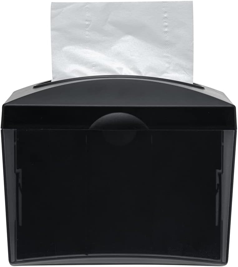Restaurantware Bar Lux 7.9 Inch x 5.5 Inch Napkin Holder 1 3-Compartment Condiment Caddy - Rectangle Tabletop Black Plastic Napkin Caddy Refillable Easy Access