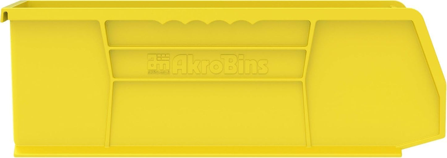 Akro-Mils 30234 AkroBins Plastic Storage Bins, Space-Saving Stackable Bins for Garage, Pantry, Craft Organization, 15" x 5" x 5", Clear, 12-Pack