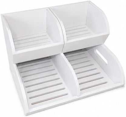 Potato and Onion Storage Bin for Pantry and Kitchen Counter - Ventilated Stackable Bamboo Organizer Baskets with Handles