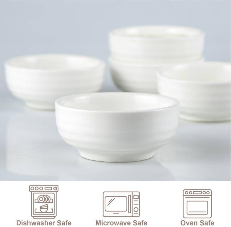 2.3 oz Mini Bowls, Set of 6 Small Bowls for Sauces Dippings Charcuterie Snacks Condiments, White