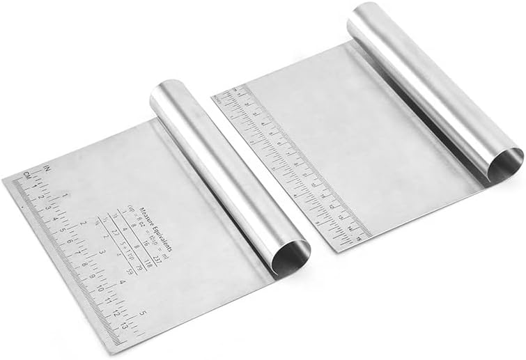 Stainless Steel Dough Scraper, Multi-Purpose Pastry Bench Tool with Measurement Guide