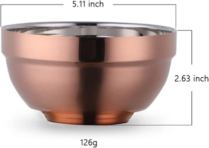 Stainless Steel Bowl Set: 500 ml Cereal Bowl, Set of 10 with Gift Box Included. Double Walled Insulated & Dishwasher Safe, Durable Deep Soup Bowl, Suitable for Home Kitchen & Child (Silver)