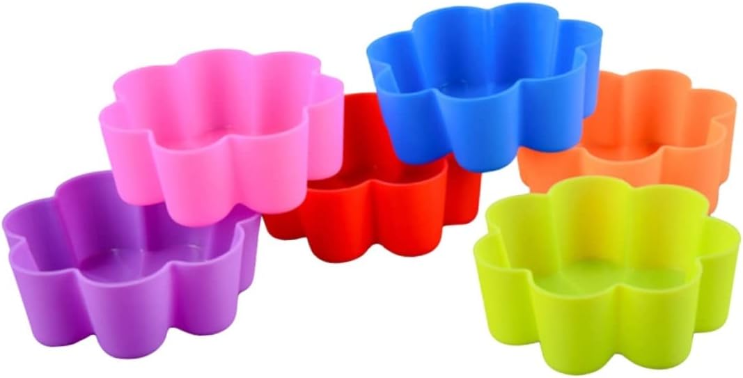 Reusable Silicone Baking Cups 6-Pack -Shaped Muffin Liners Non-Stick Mold for Cupcakes Pudding Jelly Oven Microwave Safe 2.63X2.63X0.98In