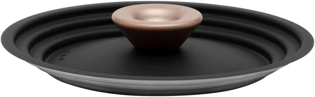 Meyer Universal Lids 6.25" | 7" | 8" Stainless Steel, Pots and Pans Cookware Stacking Lids, Replacement Cooking Stackable Lids, Small, Matte Black with Gold Accent Knob, Accent Series, 6.25-7-8 inch