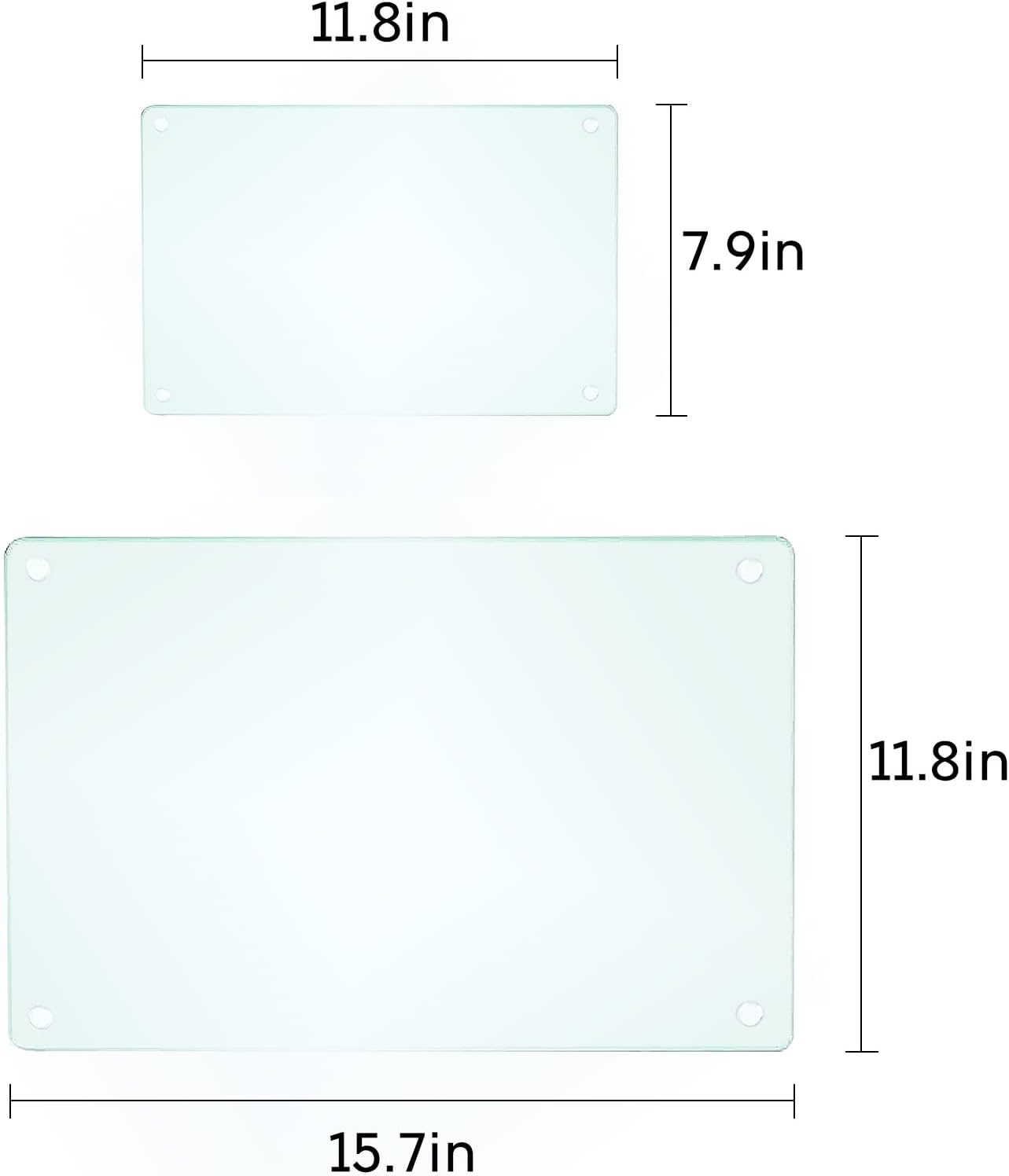 LANGBOHOS Tempered Glass Cutting Boards for Kitchen,Clear Cutting Board for Countertop,Non-slip Chopping Board,Table protection, Heat Resistant, Shatter Resistant (Clear, Set of 4)