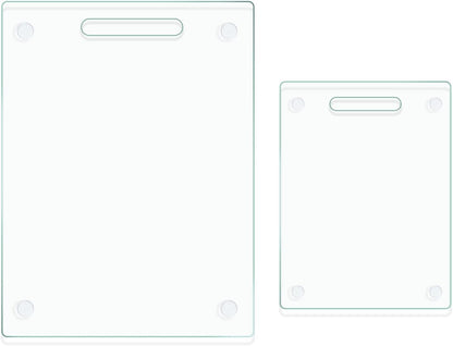 Tempered Glass Cutting Boards for Kitchen, Set of 2 Gold Glass Chopping Boards, 16"x12" & 12"x8" Cutting Boards With NonSlip Feet, Scratch Resistant, Heat Resistant, Easy to Clean